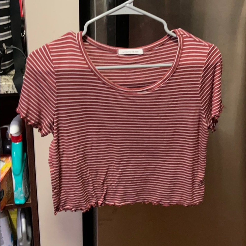 Burnt Orange Striped Crop Top!